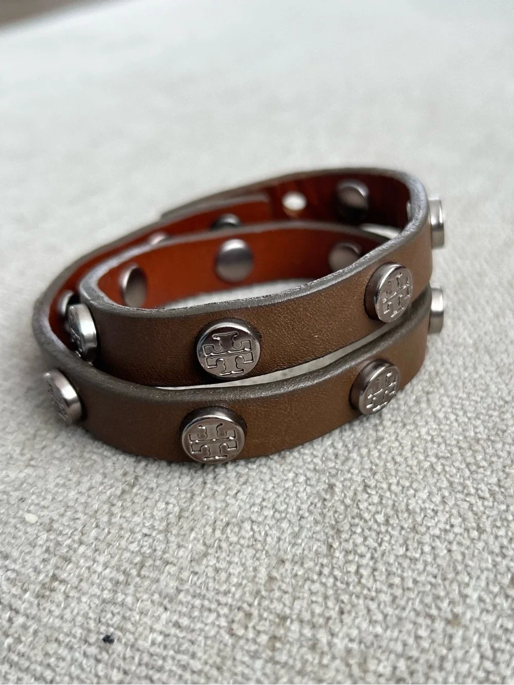 Tory Burch Brown Leather Wrap Bracelet